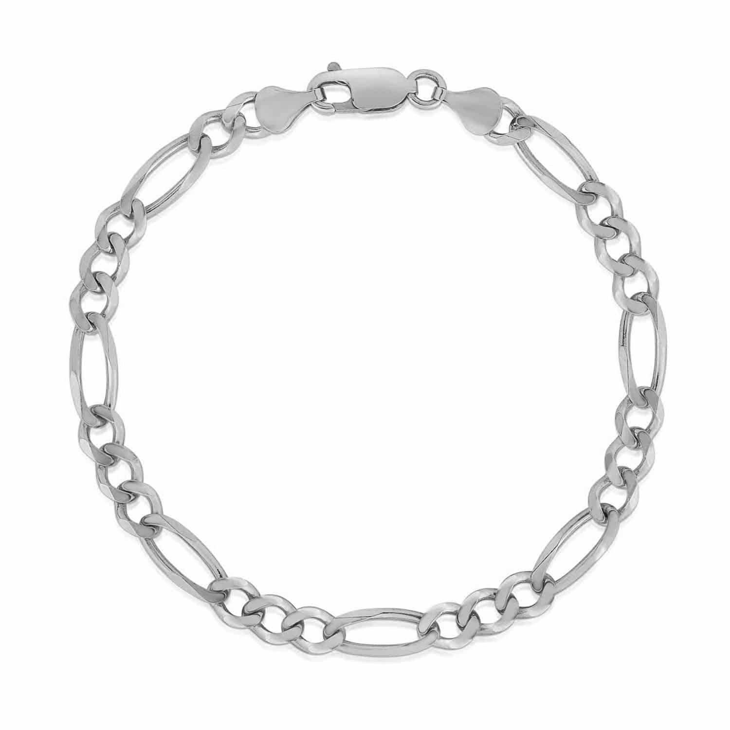 14k White Gold Solid Figaro Bracelet (4.50 mm) | - Forever in Harmony