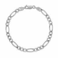 14k White Gold Solid Figaro Bracelet (4.50 mm) | - Forever in Harmony