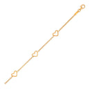 14k Yellow Gold Childrens Bracelet with Hearts - Forever in Harmony