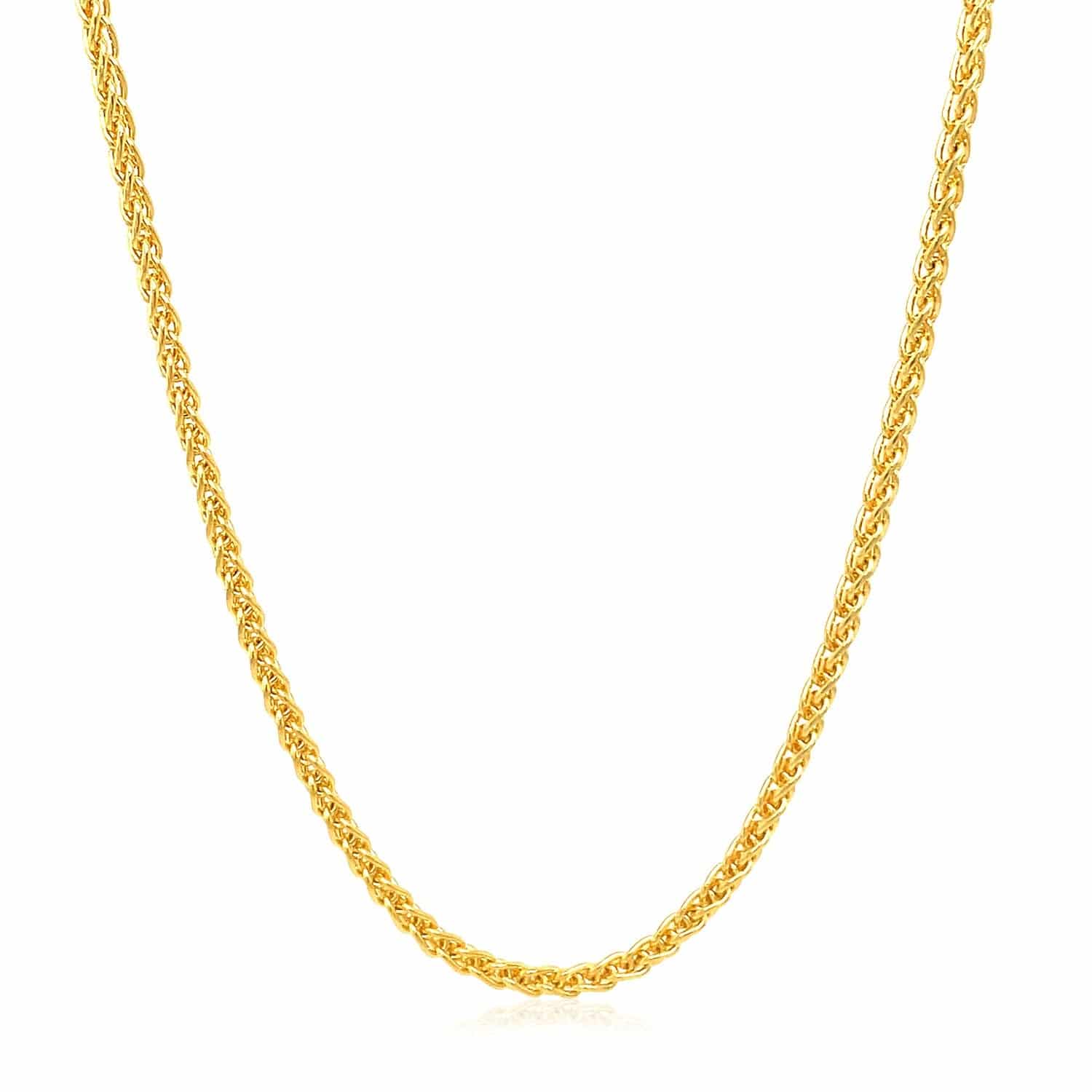 14k Yellow Gold Round Wheat Chain (2.1 mm) | - Forever in Harmony