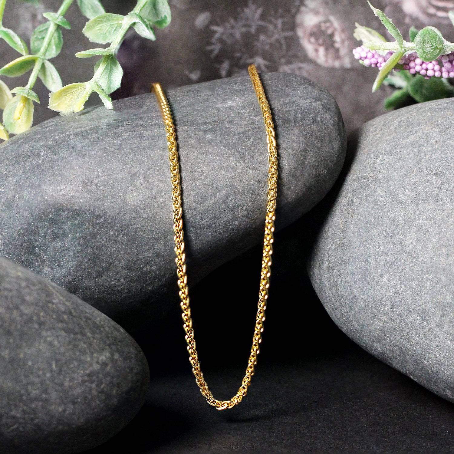 14k Yellow Gold Round Wheat Chain (2.1 mm) | - Forever in Harmony