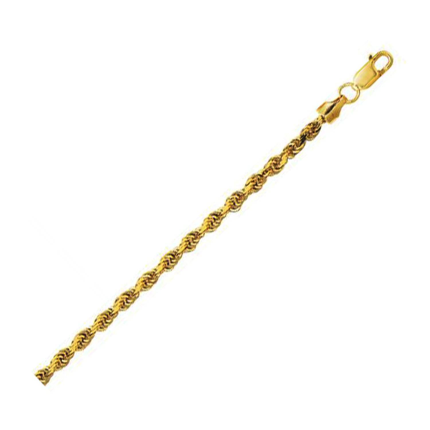 10K Yellow Gold Lite Hollow Diamond Cut Rope Chain (3.20 mm) - Forever in Harmony