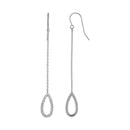 Textured Pear Shaped Long Drop Earrings in 14k White Gold - Forever in Harmony