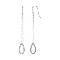 Textured Pear Shaped Long Drop Earrings in 14k White Gold - Forever in Harmony