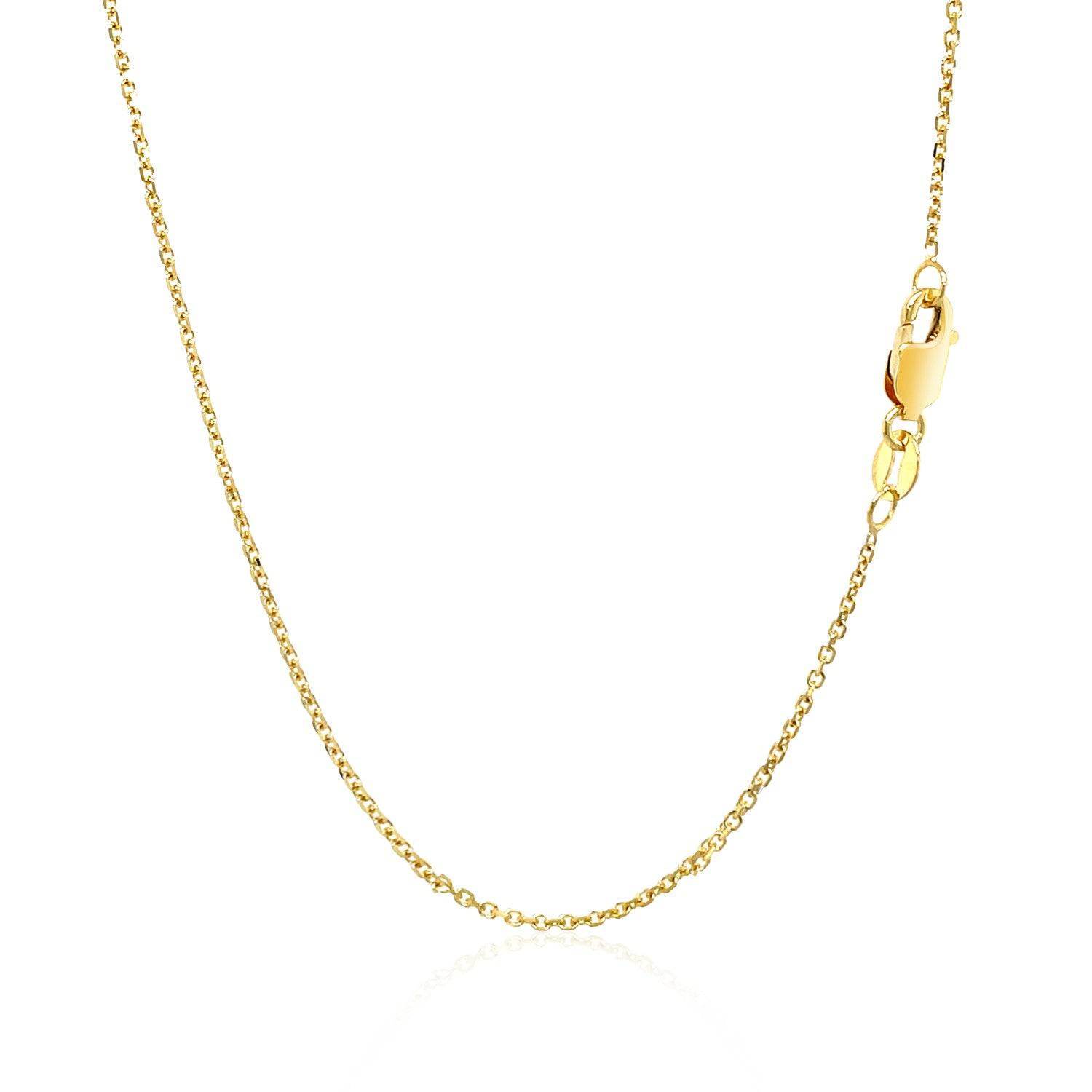 14k Yellow Gold Diamond Cut Cable Link Chain (1.10 mm) | - Forever in Harmony