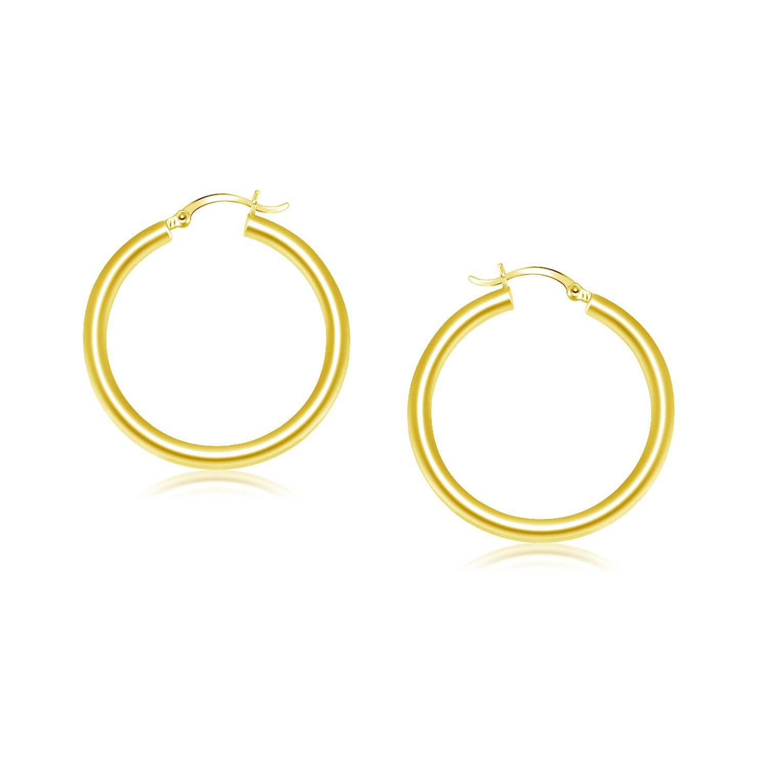 14k Yellow Gold Polished Hoop Earrings (4x25mm) - Forever in Harmony