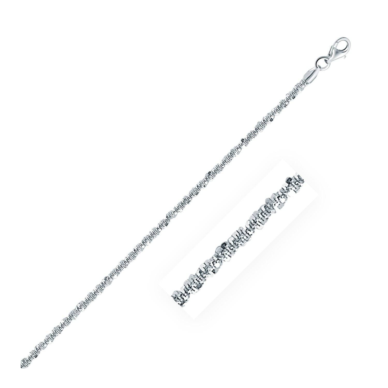 Rhodium Plated 2.2mm Sterling Silver Sparkle Style Chain (2.20 mm) |