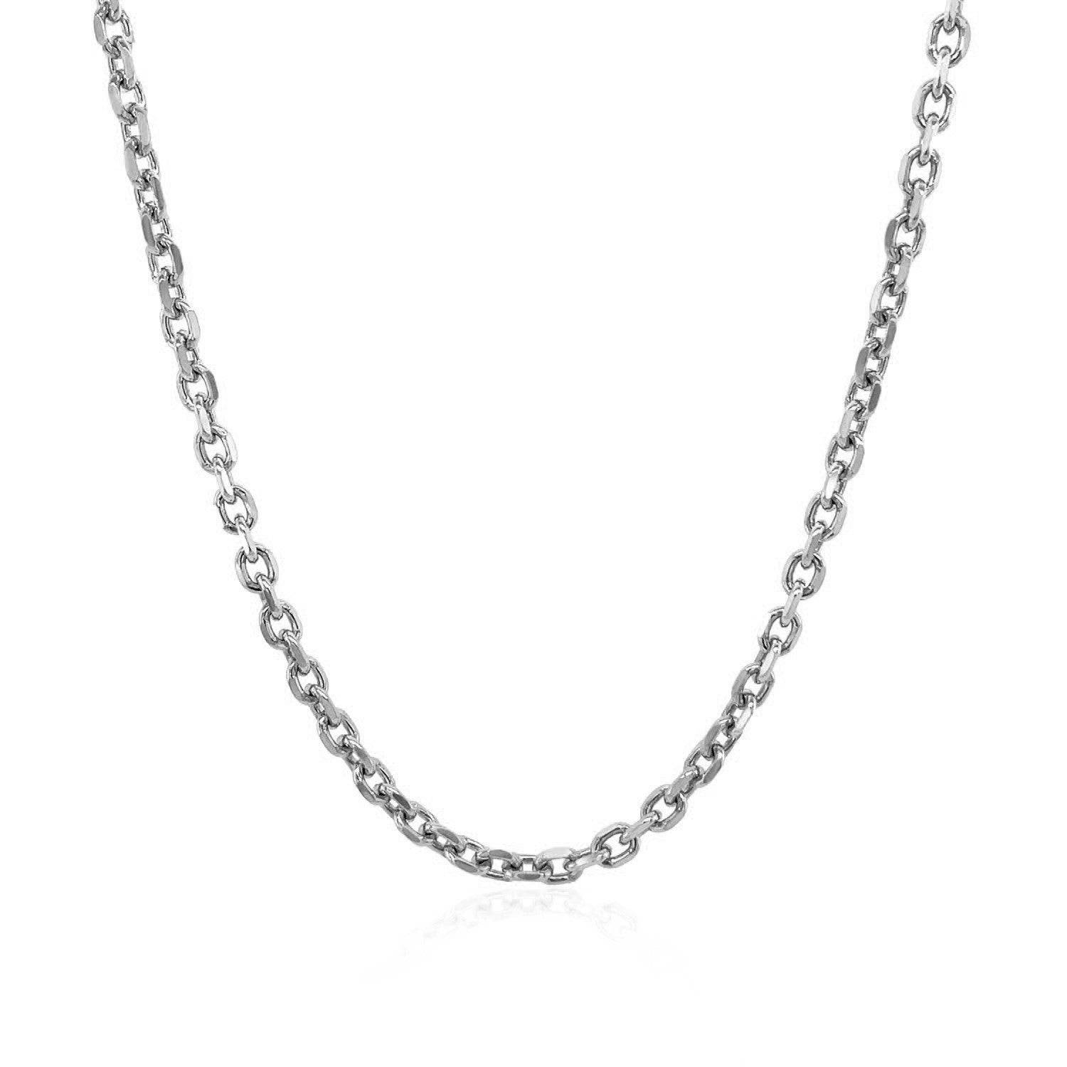 14k White Gold Diamond Cut Cable Link Chain (2.20 mm) - Forever in Harmony