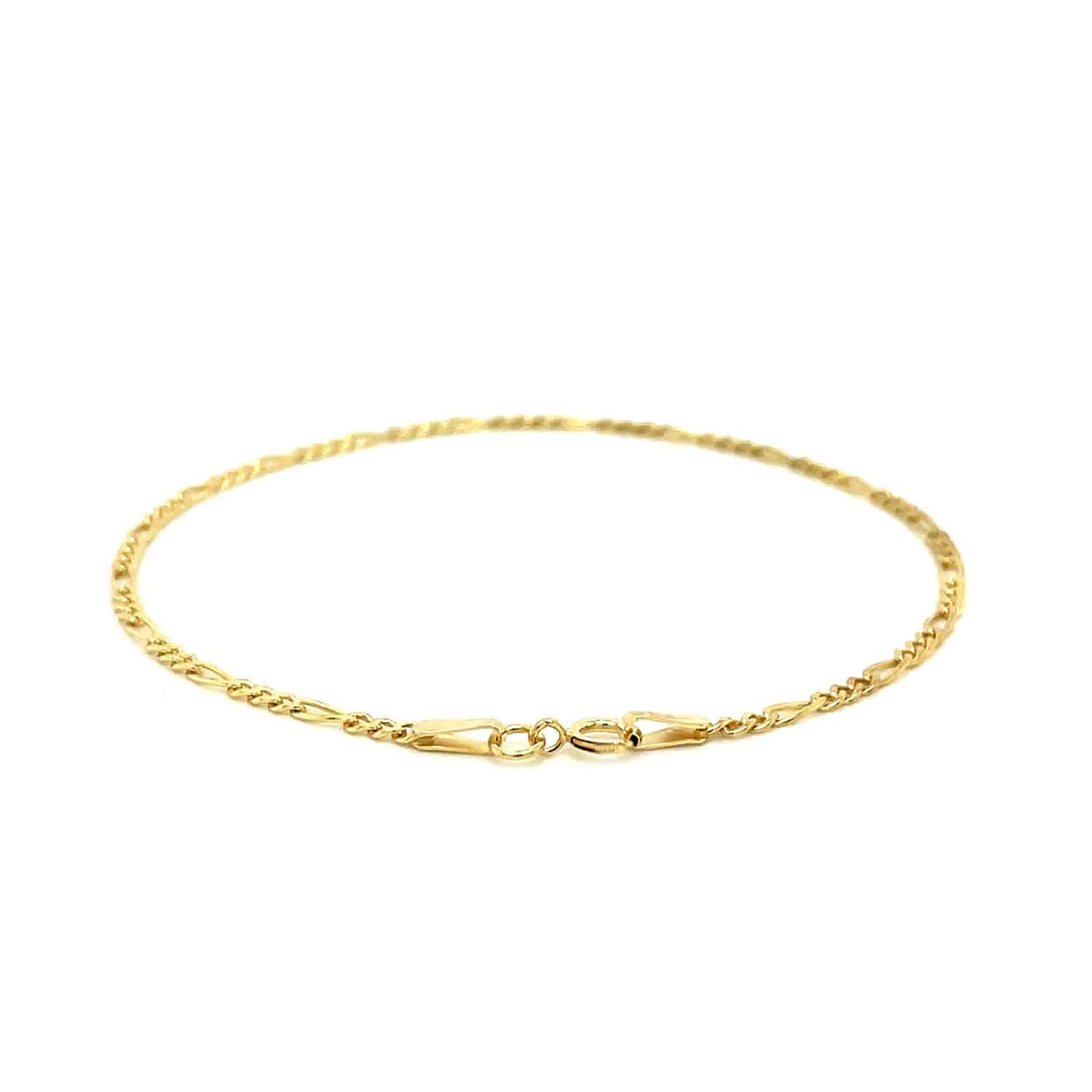 14k Yellow Gold Figaro Bracelet (1.90 mm) | - Forever in Harmony