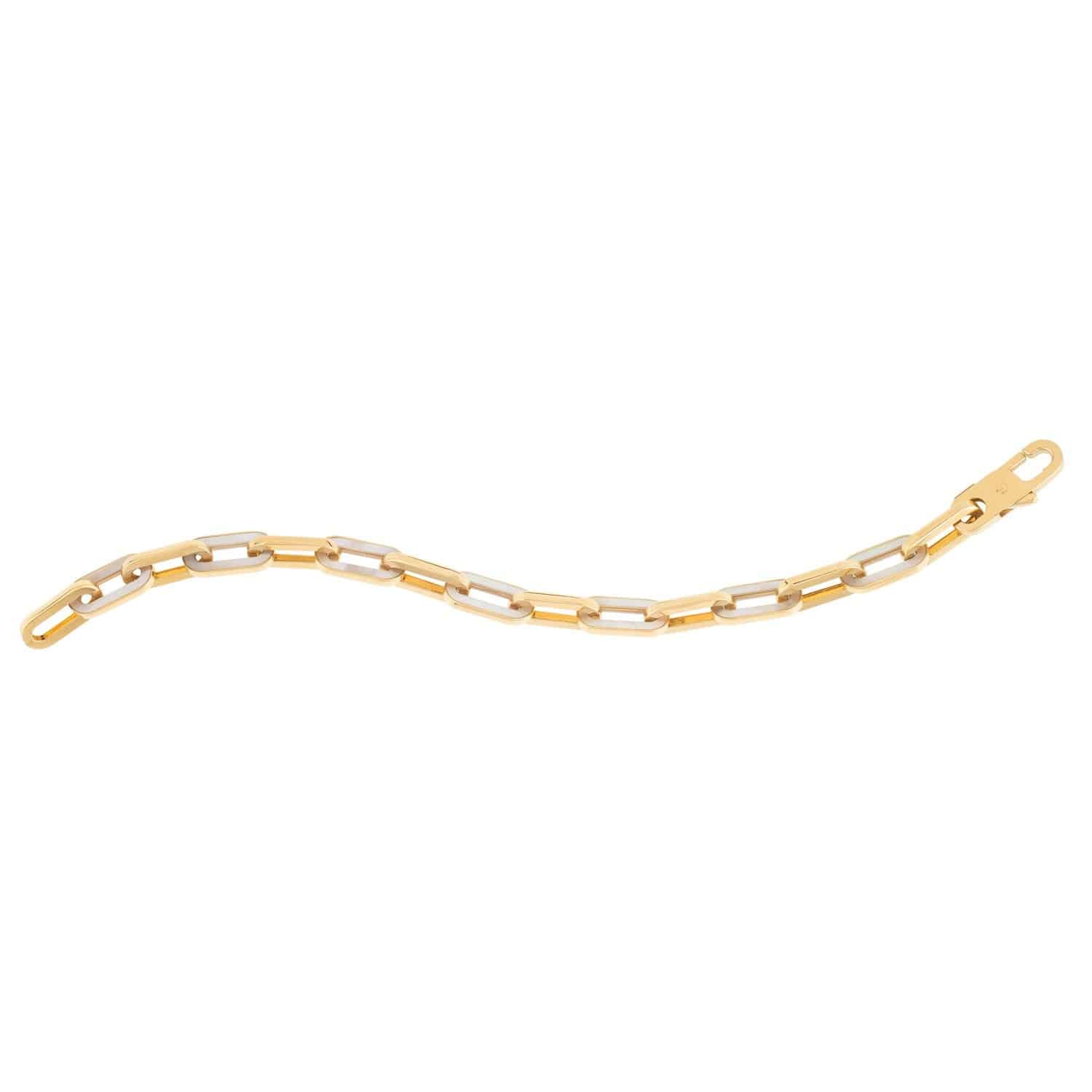 14k Yellow Gold MOP Paperclip Gem Link Bracelet (7.00 mm) - Forever in Harmony