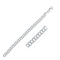 14k White Gold Solid Double Link Charm Bracelet (5.00 mm) - Forever in Harmony