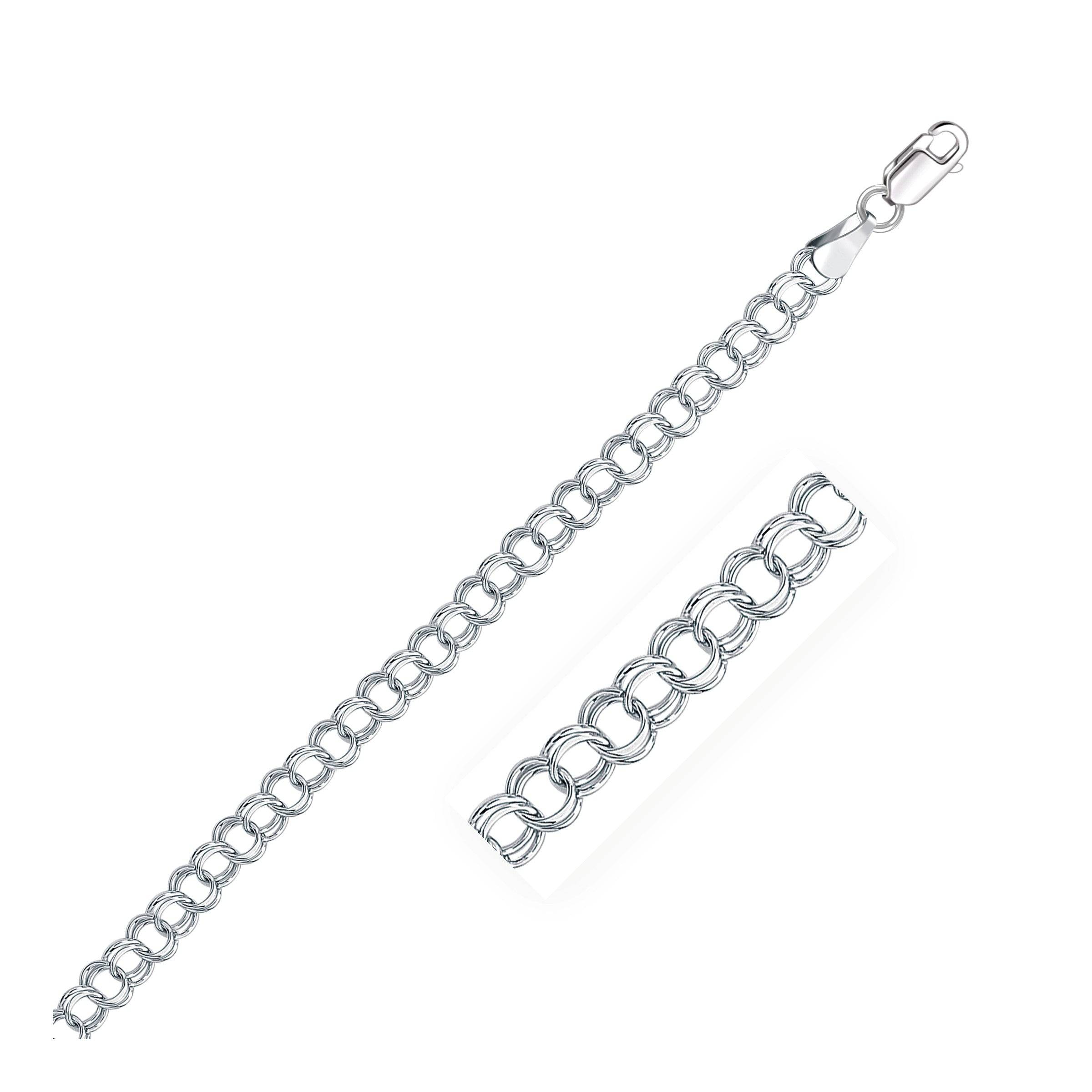 14k White Gold Solid Double Link Charm Bracelet (5.00 mm) - Forever in Harmony