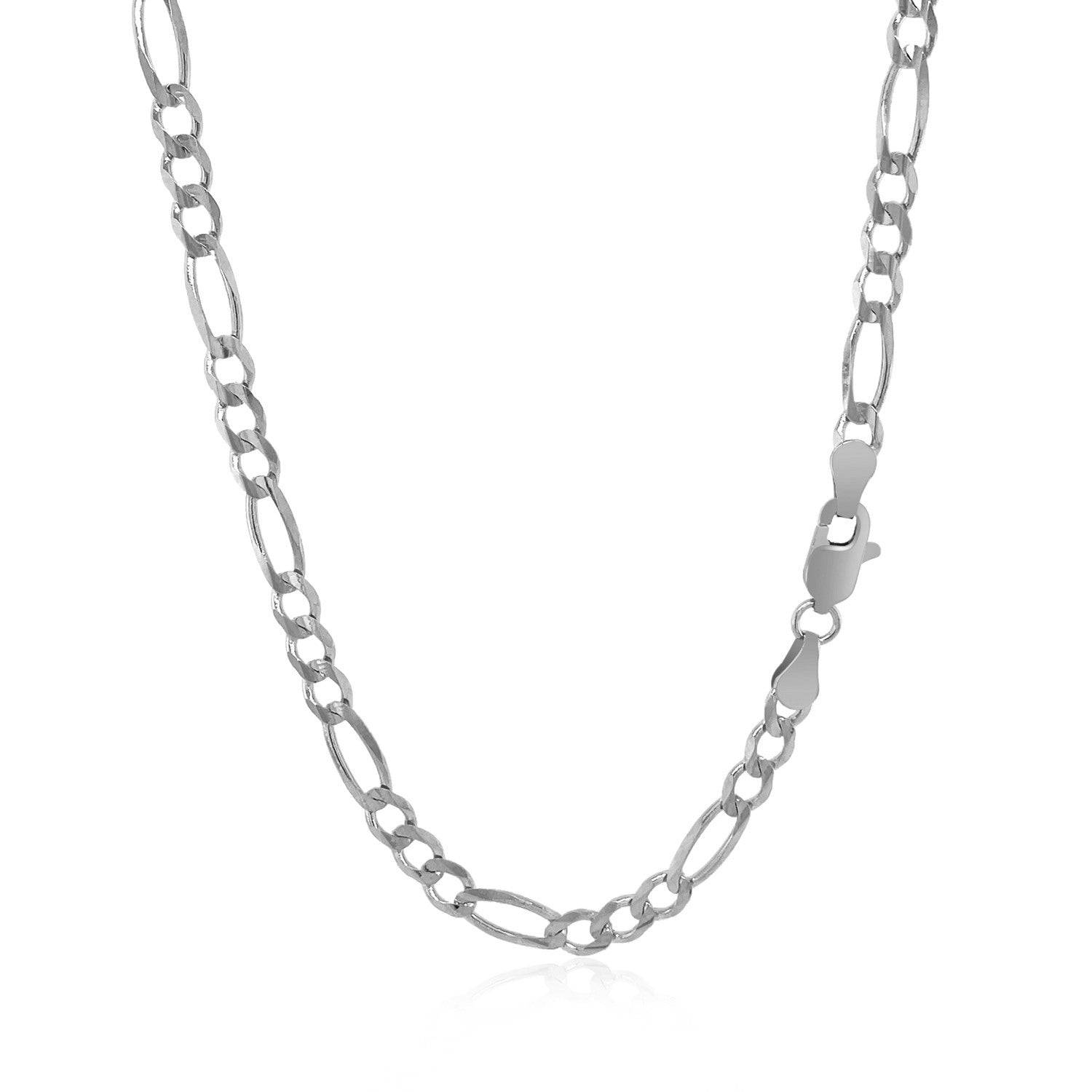 14k White Gold Solid Figaro Chain (3.80 mm) | - Forever in Harmony