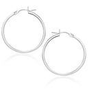 14k White Gold Polished Hoop Earrings (1.5x25mm) - Forever in Harmony