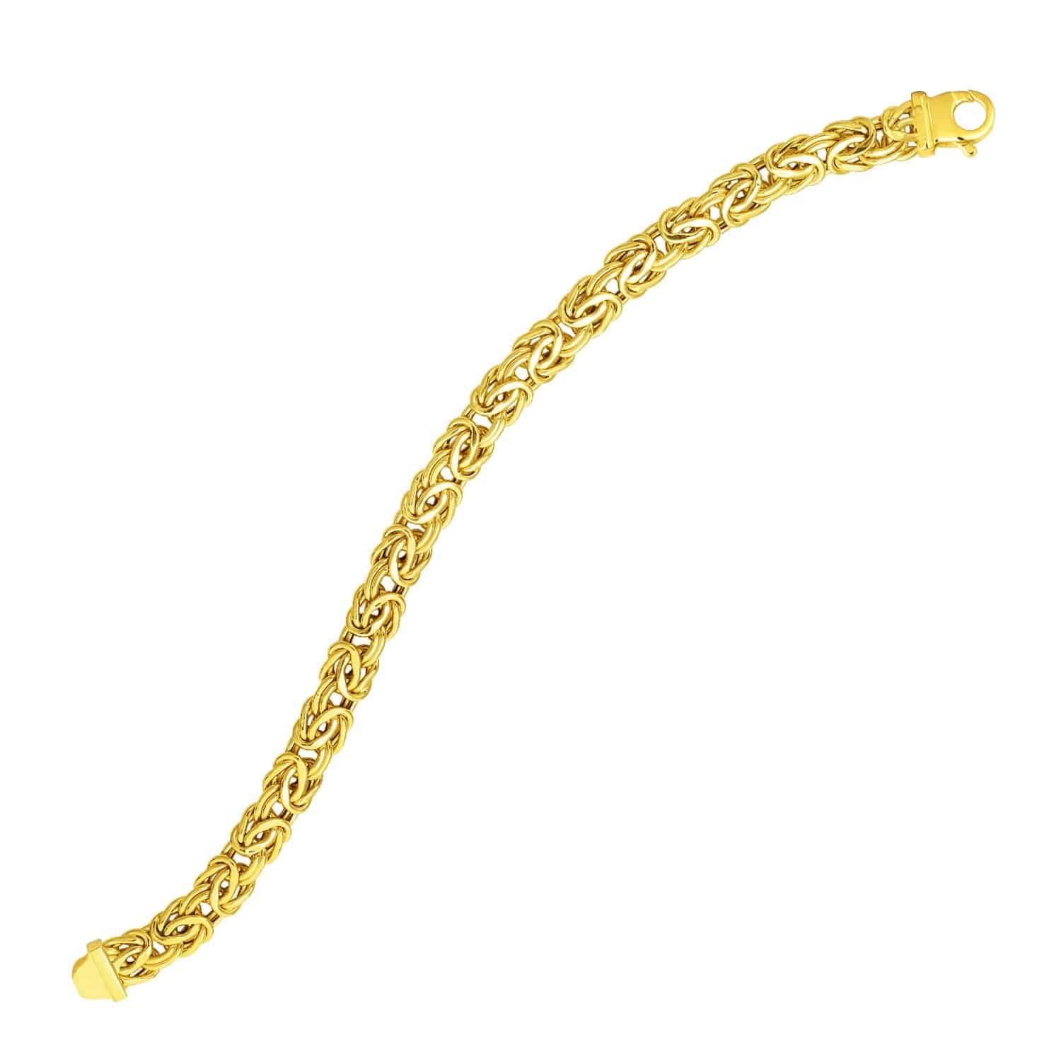 14k Yellow Gold Byzantine Link Stylish Bracelet (9.00 mm) |