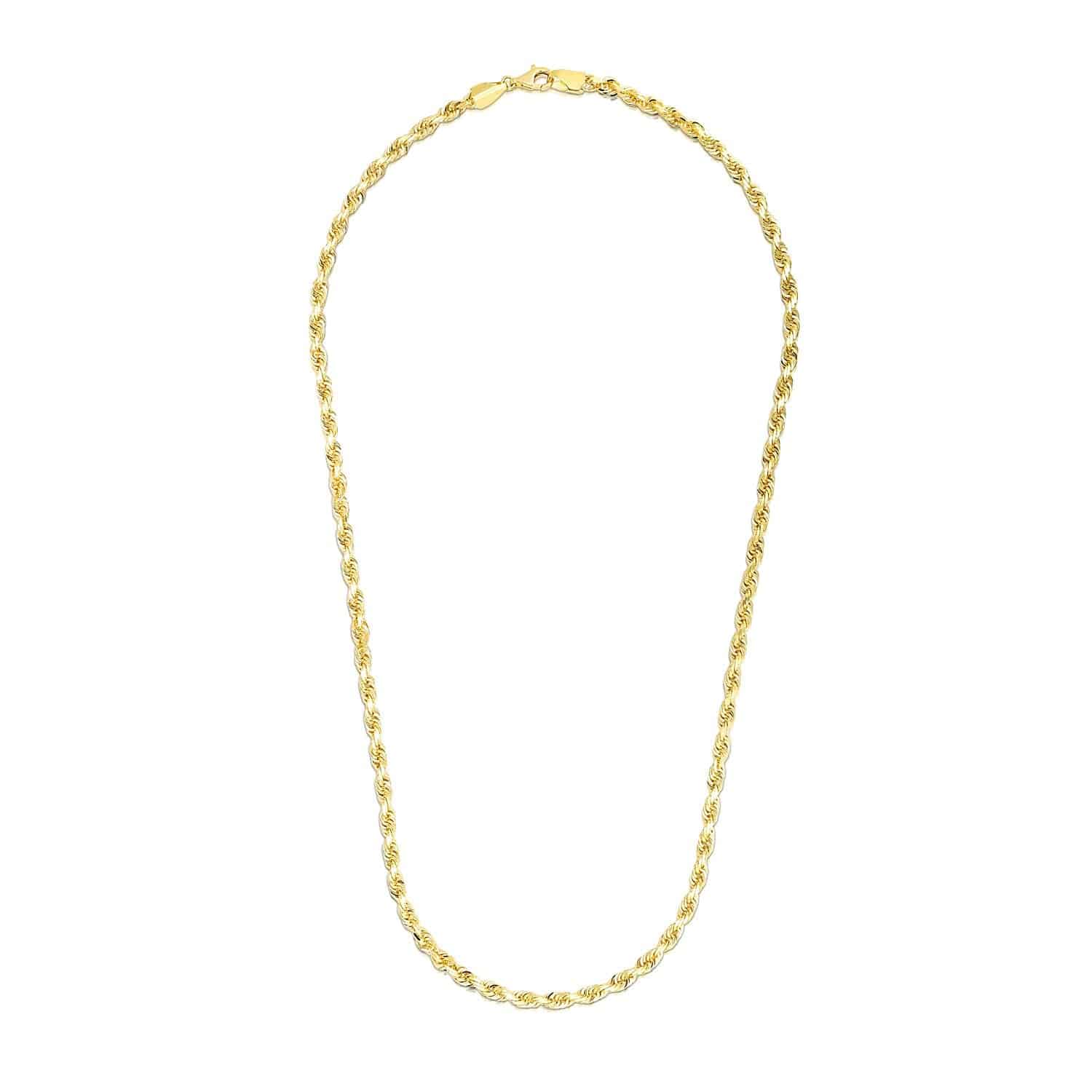 14k Yellow Gold Solid Diamond Cut Rope Chain (3.50 mm) | - Forever in Harmony