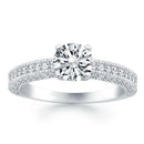 14k White Gold Diamond Micropave Milgrain Engagement Ring - Forever in Harmony