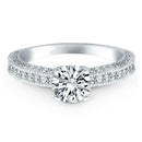 14k White Gold Diamond Micropave Milgrain Engagement Ring - Forever in Harmony