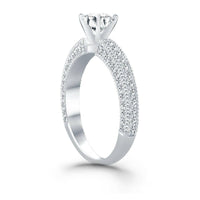 14k White Gold Diamond Micropave Milgrain Engagement Ring - Forever in Harmony