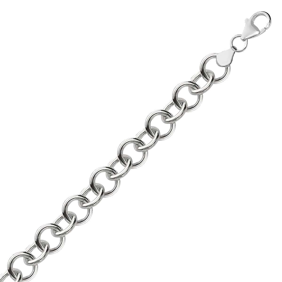 Sterling Silver Rolo Style Polished Charm Bracelet with Rhodium Plating(8.15 mm) |