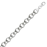 Sterling Silver Rolo Style Polished Charm Bracelet with Rhodium Plating(8.15 mm) | - Forever in Harmony