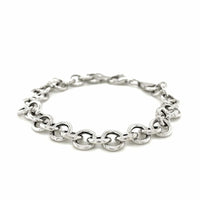 Sterling Silver Rolo Style Polished Charm Bracelet with Rhodium Plating(8.15 mm) | - Forever in Harmony