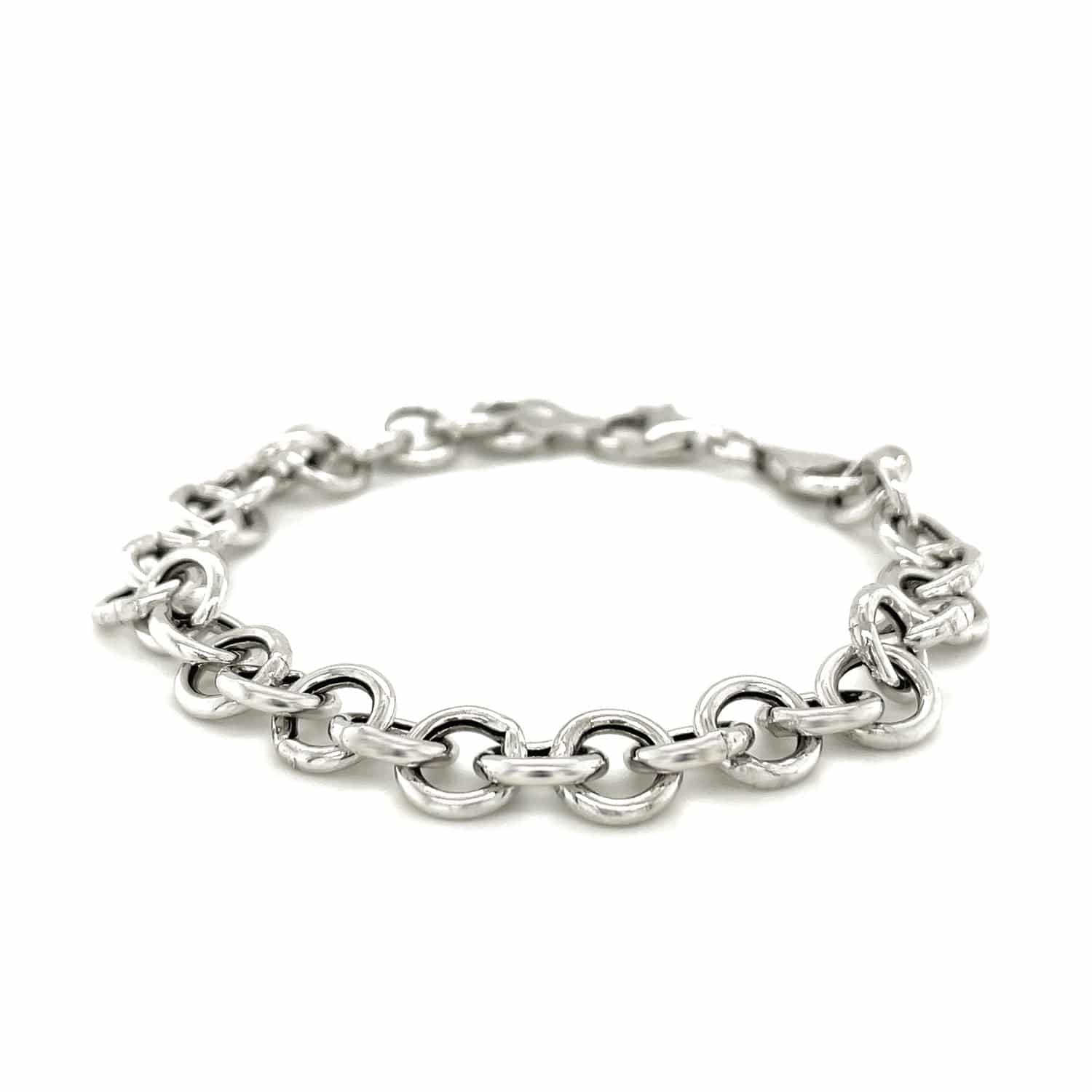 Sterling Silver Rolo Style Polished Charm Bracelet with Rhodium Plating(8.15 mm) | 7.25'' - Forever in Harmony