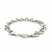 Sterling Silver Rolo Style Polished Charm Bracelet with Rhodium Plating(8.15 mm) | 7.25'' - Forever in Harmony