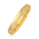 Classic Floral Carved Bangle in 14k Yellow Gold (10.00 mm) | - Forever in Harmony