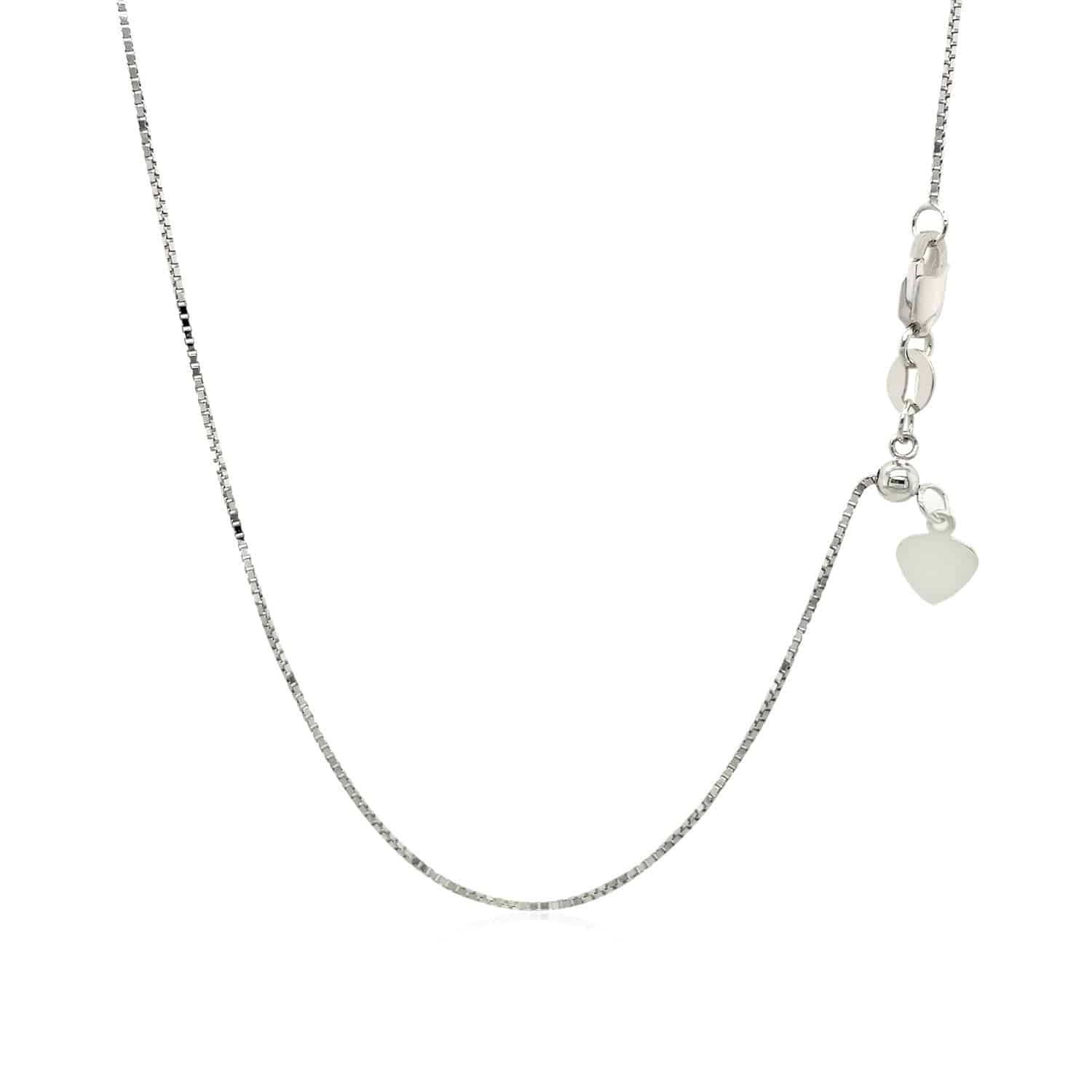 14k White Gold Adjustable Box Chain (0.70 mm) - Forever in Harmony