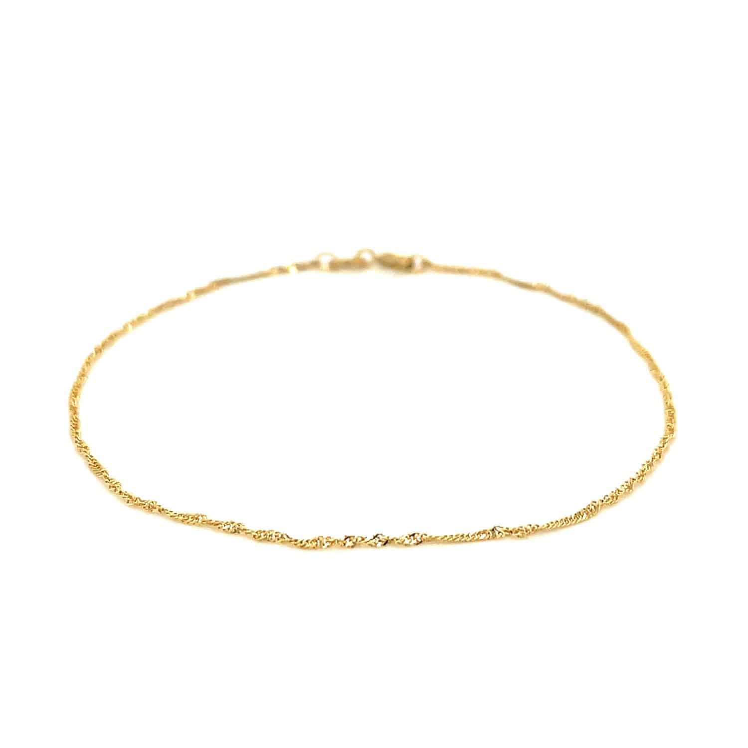 14k Yellow Gold Singapore Bracelet (1.10 mm) | - Forever in Harmony