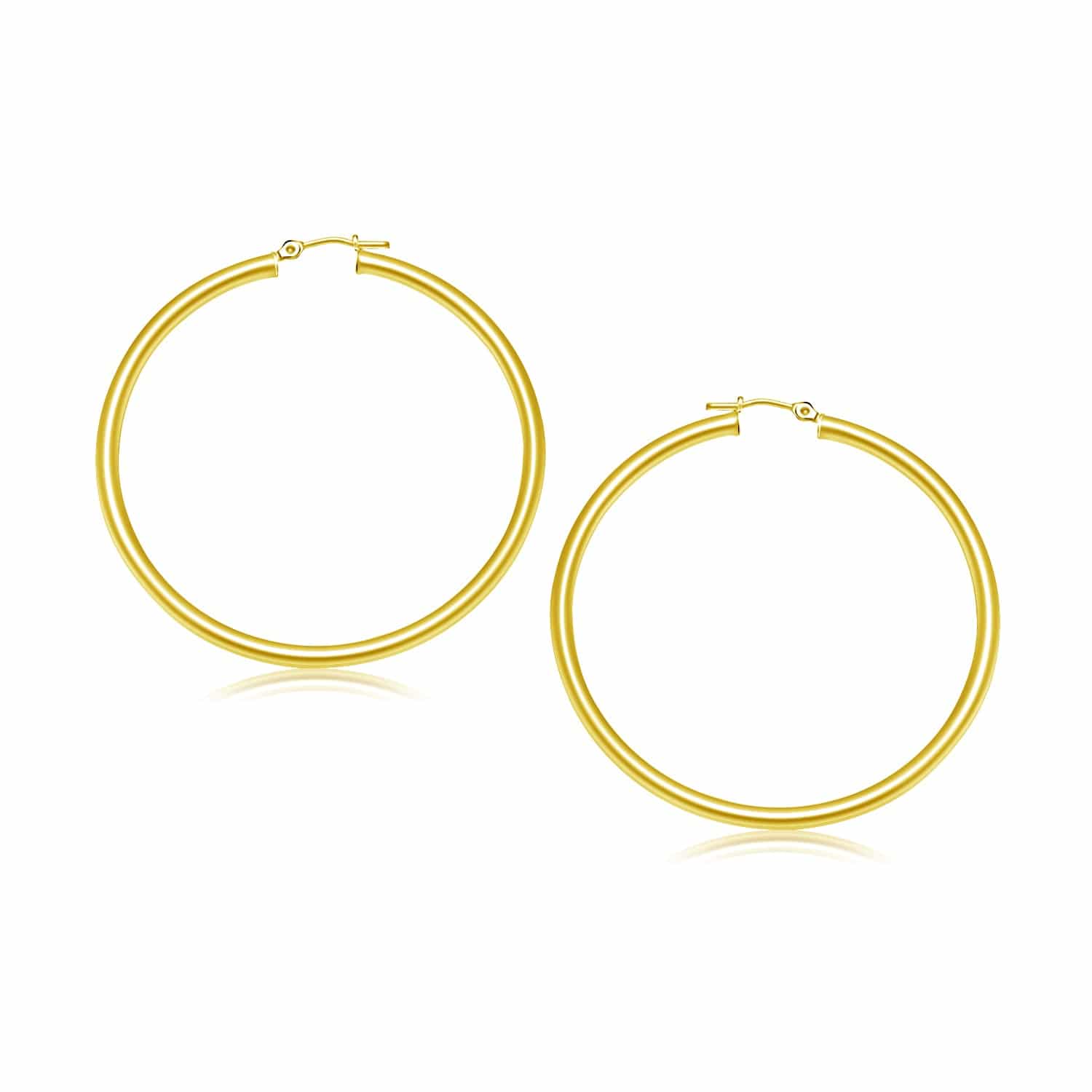 14k Yellow Gold Polished Hoop Earrings (3x30mm) - Forever in Harmony