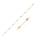 14k Tri-Color Gold Puffed Oval Shape Station Adjustable Anklet | - Forever in Harmony