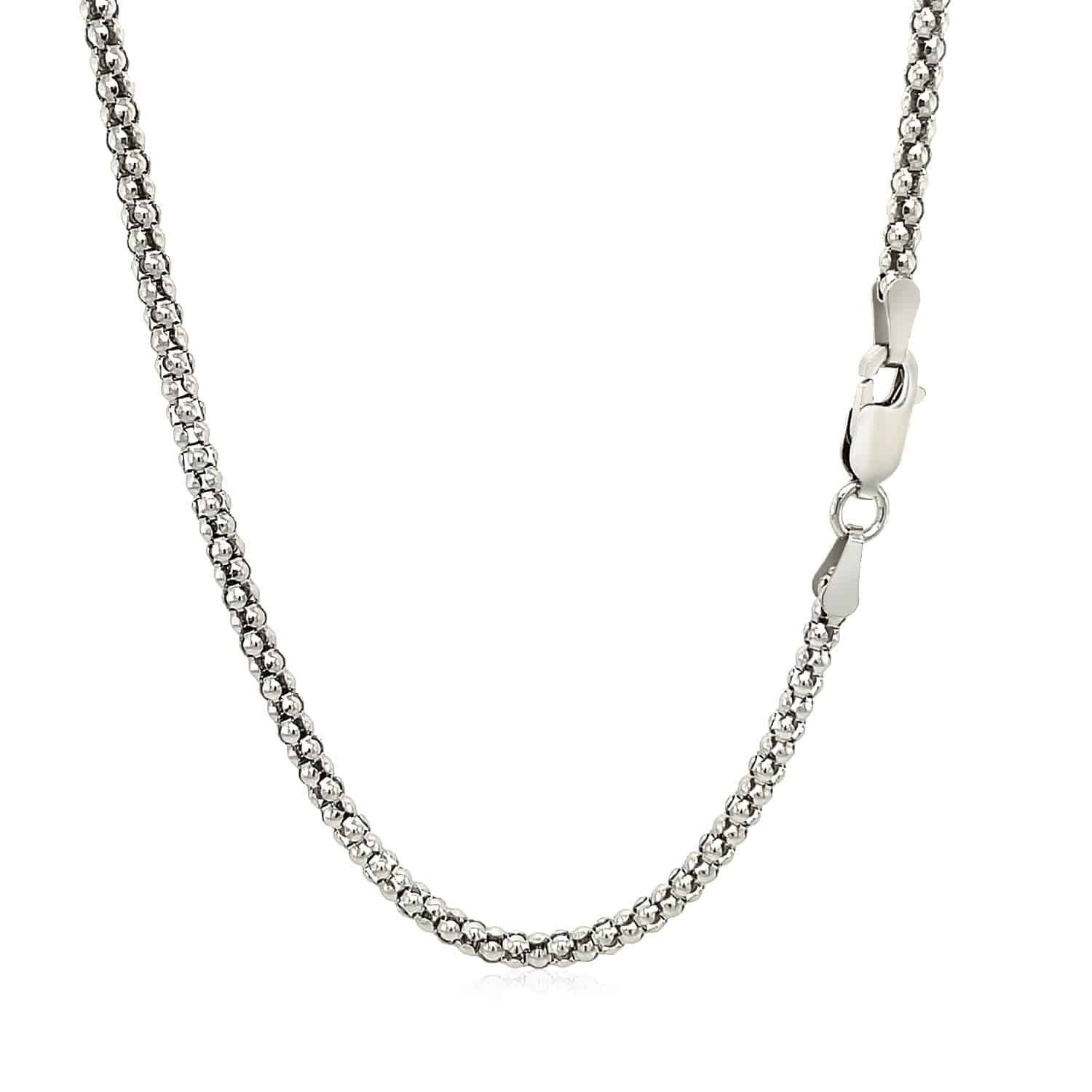 Rhodium Plated 2.5mm Sterling Silver Popcorn Style Chain (2.50 mm) - Forever in Harmony