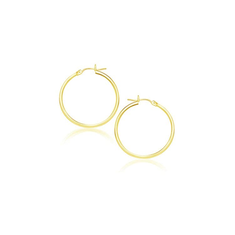 14k Yellow Gold Polished Hoop Earrings (2x20mm) - Forever in Harmony