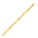 14k Two-Tone Gold Fancy Bar Style Mens Bracelet with Curved Connectors (9.65 mm) | - Forever in Harmony