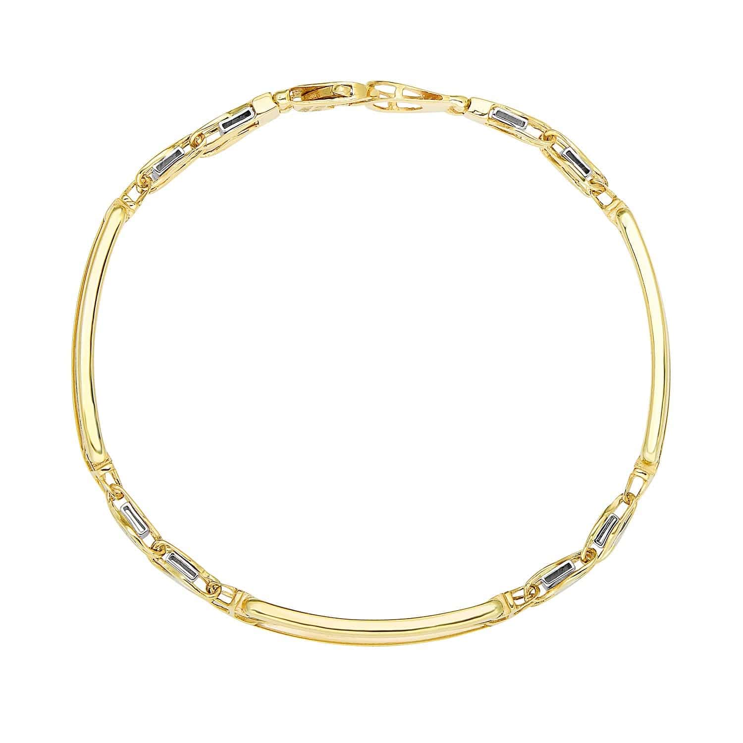 14k Two-Tone Gold Fancy Bar Style Mens Bracelet with Curved Connectors (9.65 mm) | 8.25''