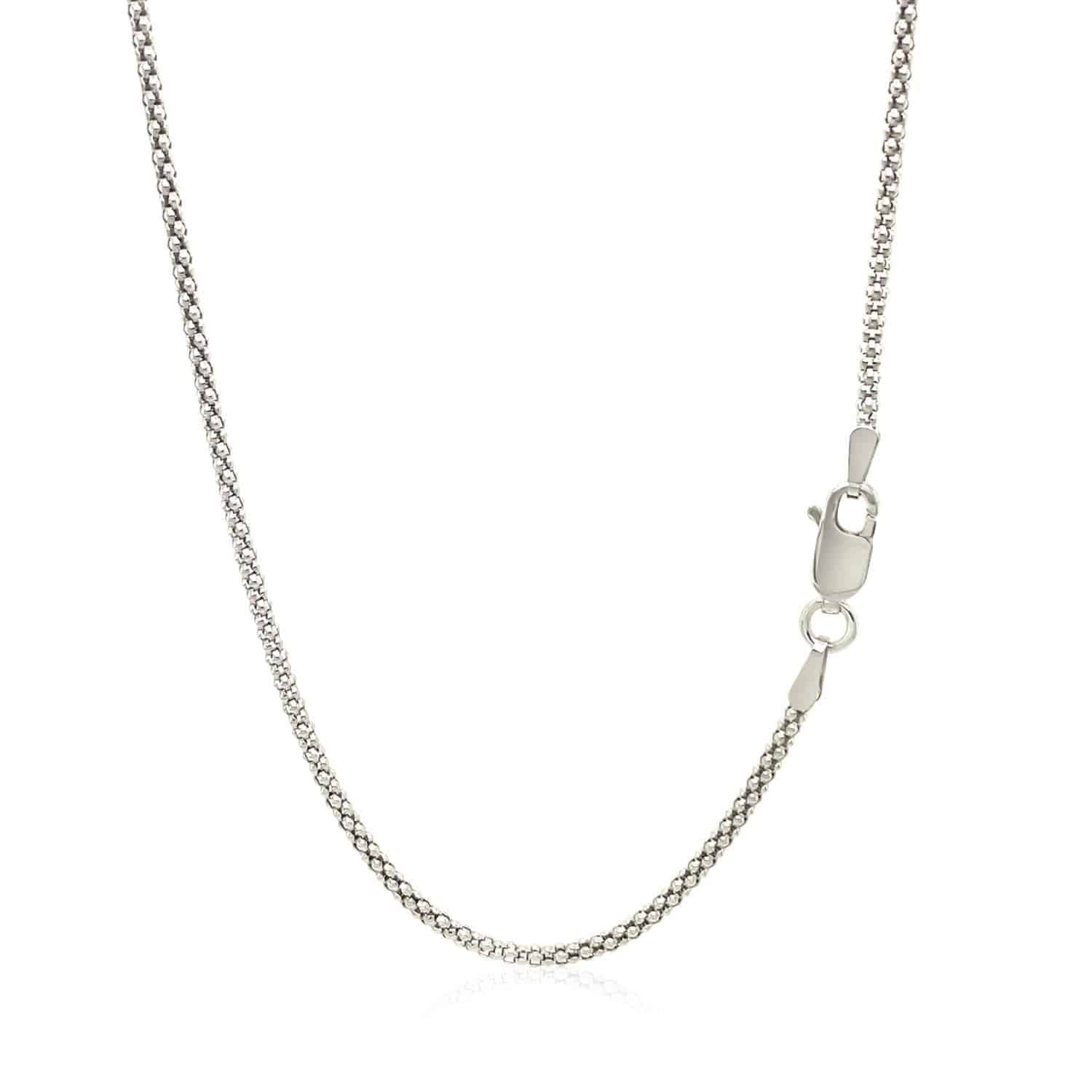 Rhodium Plated 1.8mm Sterling Silver Popcorn Style Chain (1.80 mm) - Forever in Harmony