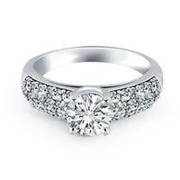 14k White Gold Tapered Pave Diamond Wide Band Engagement Ring - Forever in Harmony