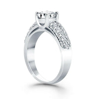 14k White Gold Tapered Pave Diamond Wide Band Engagement Ring - Forever in Harmony