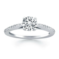 14k White Gold Micro Prong Diamond Cathedral Engagement Ring - Forever in Harmony