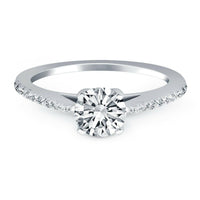 14k White Gold Micro Prong Diamond Cathedral Engagement Ring - Forever in Harmony