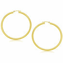 14k Yellow Gold Polished Hoop Earrings (3x50mm) - Forever in Harmony