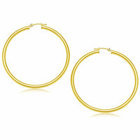 14k Yellow Gold Polished Hoop Earrings (3x50mm) - Forever in Harmony