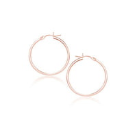 14k Rose Gold Polished Hoop Earrings (2x25mm) - Forever in Harmony