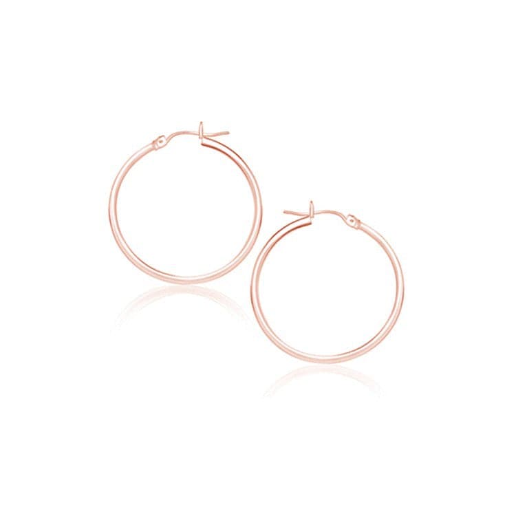 14k Rose Gold Polished Hoop Earrings (2x25mm) - Forever in Harmony