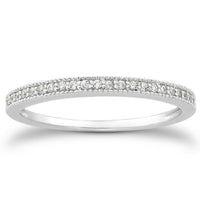 14k White Gold Diamond Micro Pave Diamond Milgrain Wedding Ring Band - Forever in Harmony