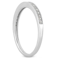 14k White Gold Diamond Micro Pave Diamond Milgrain Wedding Ring Band - Forever in Harmony