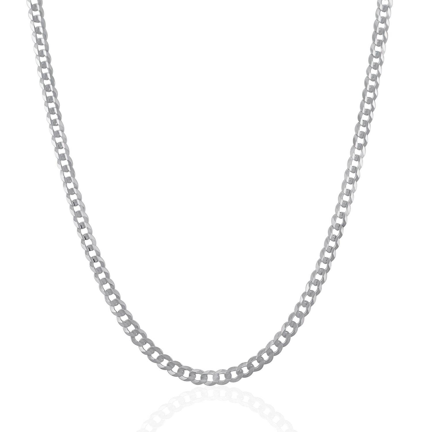 14k White Gold Solid Curb Chain (3.60 mm) |