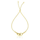 14k Yellow Gold Entwined Rings Adjustable Lariat Style Bracelet - Forever in Harmony